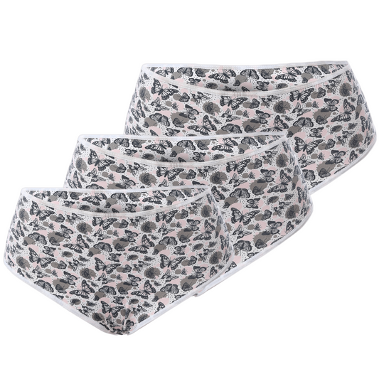 Three-Piece Women's Brief Underwear Set in Multiple Colors