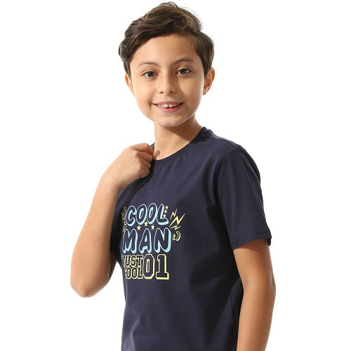 Boys' Cool Man Pajama Set - Graphic Tee and Camouflage Pants - Navy