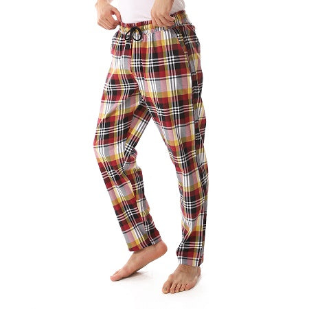 Men's red cotton summer check pants - Dark red