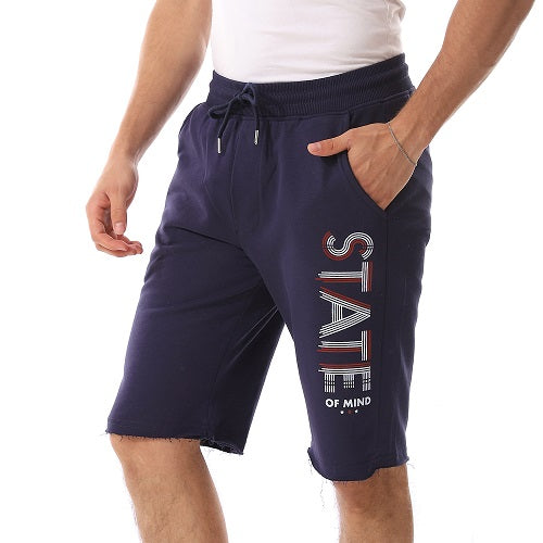 Stylish Red Cotton Printed Men's Shorts - Comfortable And Trendy - Navy Blue