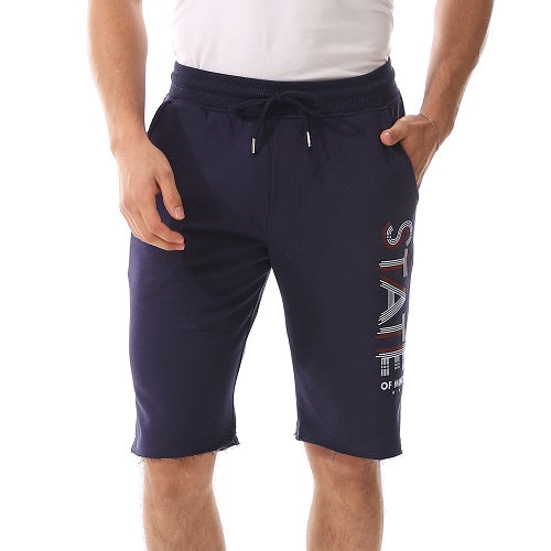 Stylish Red Cotton Printed Men's Shorts - Comfortable And Trendy - Navy Blue