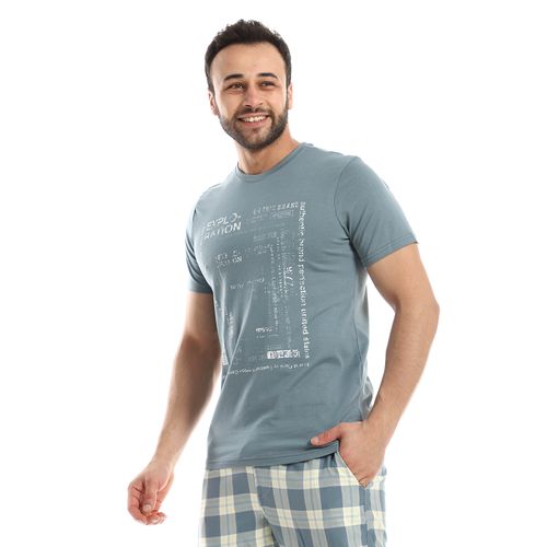 Men's Summer Pajama Set, Pantacourt & T-Shirt