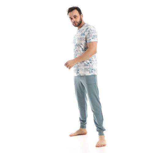 Men's Summer Pajama Set, Pants & T-Shirt