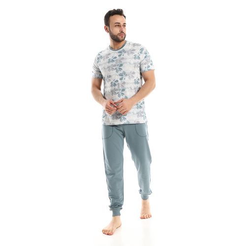 Men's Summer Pajama Set, Pants & T-Shirt