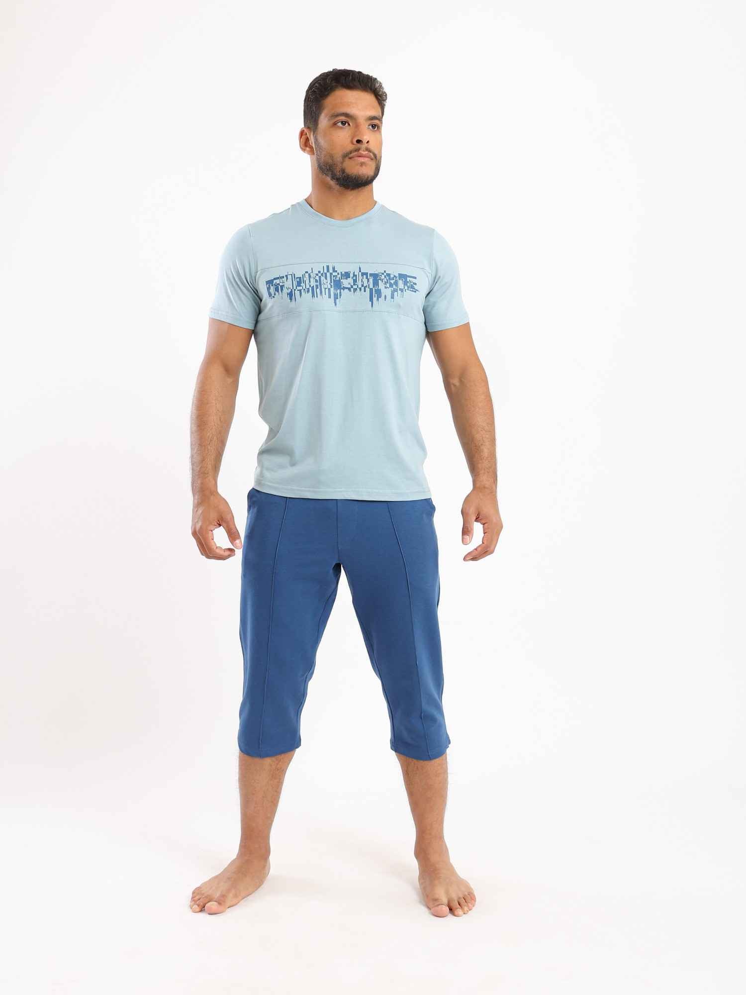 Men's Summer Pajama Set, Pantacourt & T-Shirt