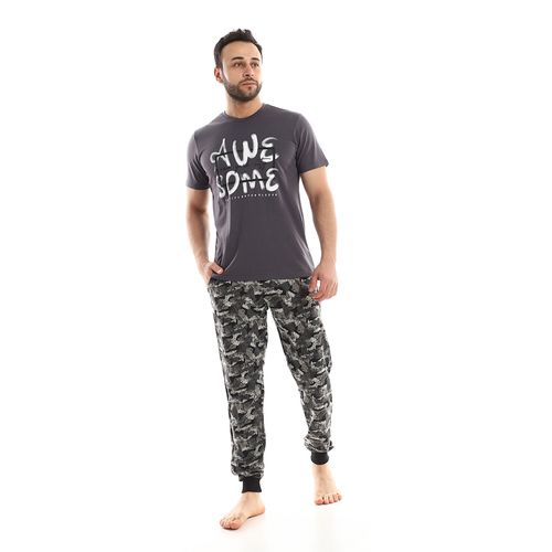 Men's Summer Pajama Set, Pants & T-Shirt