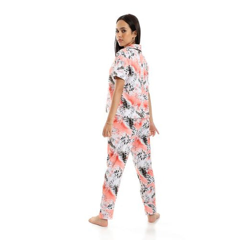 Red Cotton Women Pajama Set