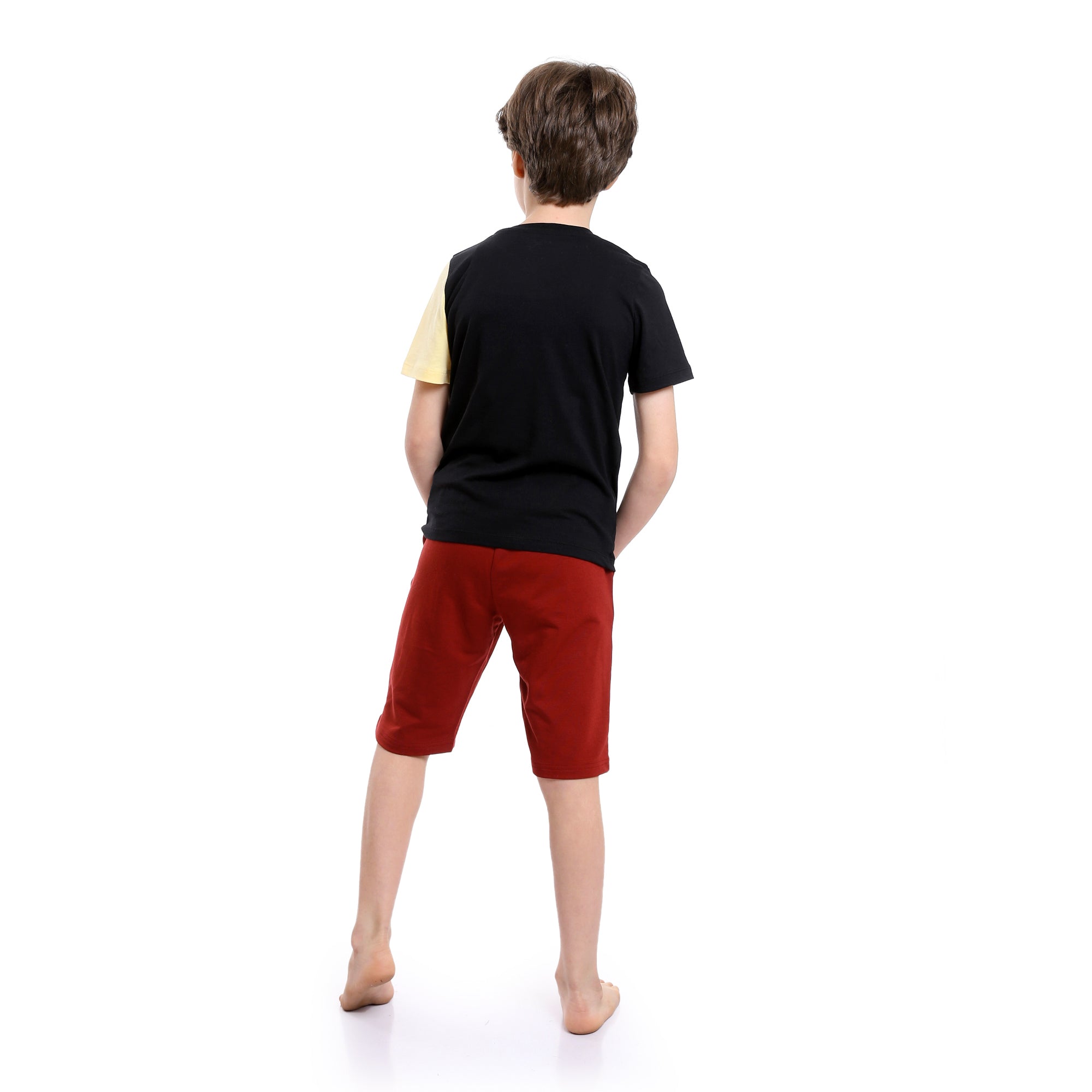 Boys Printed " Wonderful " Tee & Shorts Pajama Set - Multicolour