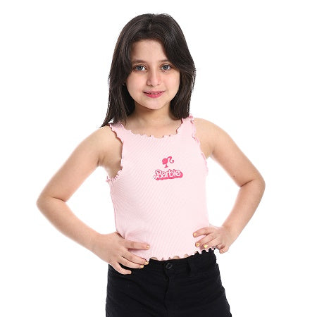 Girls' Fashionable Crop Top - Chic & Casual - Cotton-ROSE
