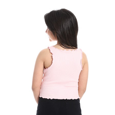 Girls' Fashionable Crop Top - Chic & Casual - Cotton-ROSE