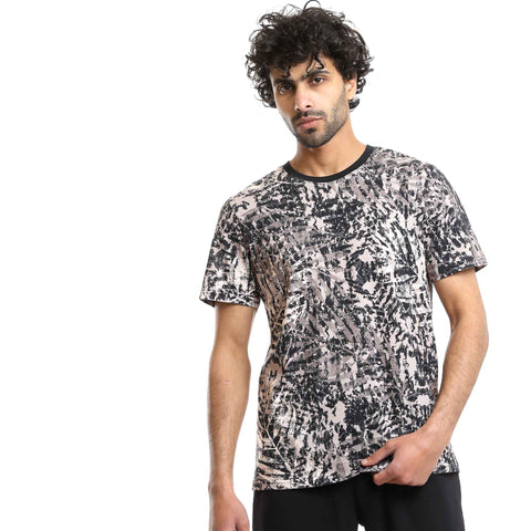 Multicolour Palm Leaves Tee & Solid Black Shorts Pajama Set