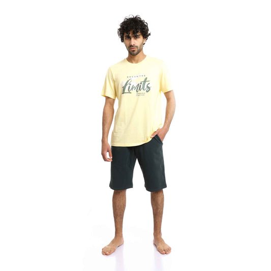 Red Cotton Men's pajama set with printed