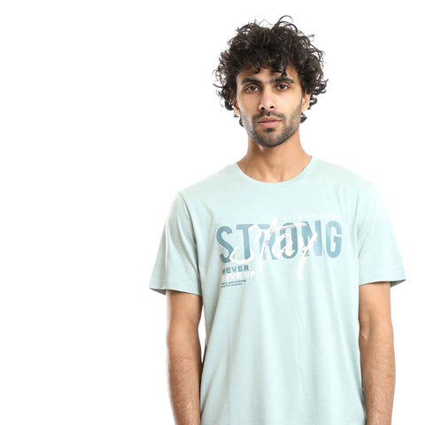 "Stay Strong" Short Sleeves Tee & Solid Pants Pajama Set - Multicolour