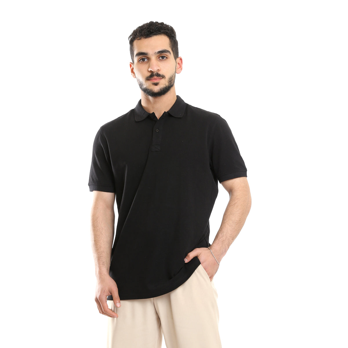 Red Cotton Polo T-Shirt for Men | Comfortable & Basic-Black
