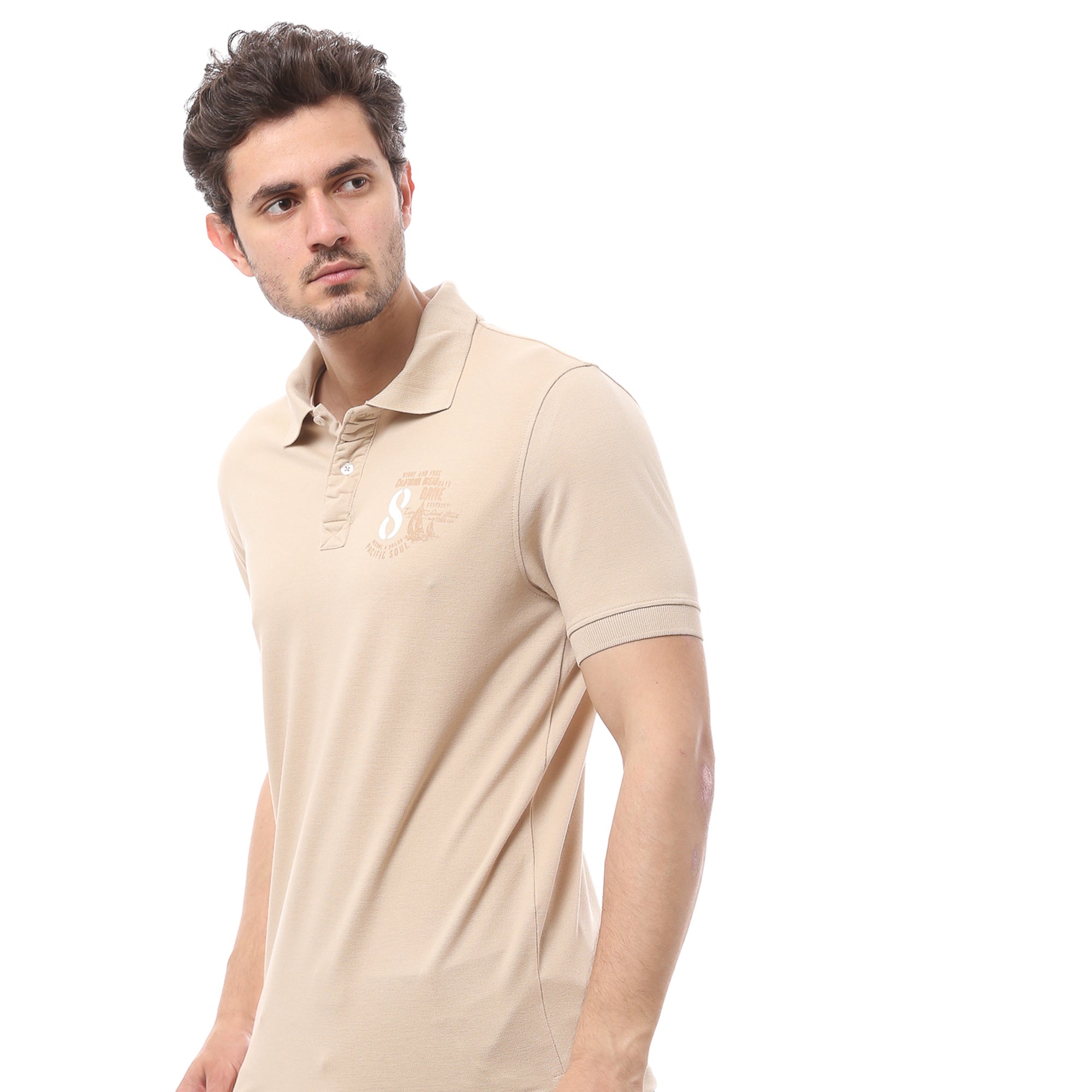 Classic Cotton Polo T-Shirt for Men -BEIGE