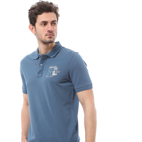 Classic Cotton Polo T-Shirt for Men -INDIGO
