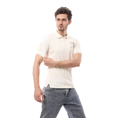 Classic Cotton Polo T-Shirt for Men -Off White