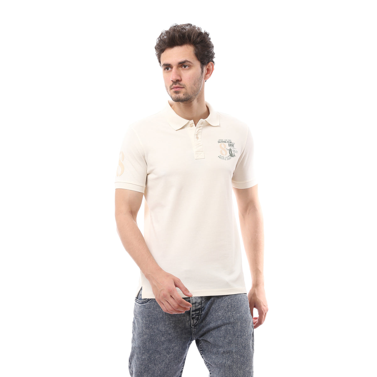 Classic Cotton Polo T-Shirt for Men -Off White