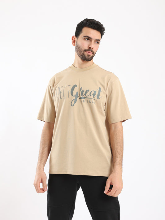 Red Cotton Oversize Printed T-shirt For Men