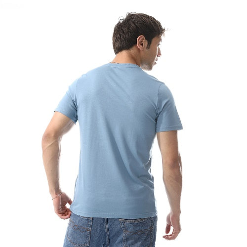 Undershirt For Men, Short Sleeves, From Red Cotton - BLUE