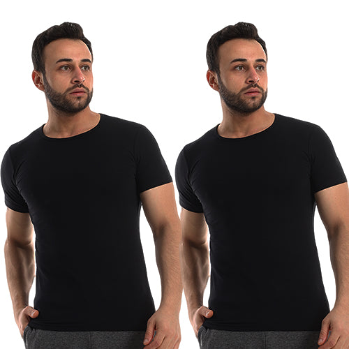 Men's half-sleeved T-shirt from Red Cotton, 2 s - Round Neck, Black