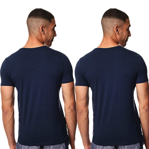 Red Cotton T-Shirt Half Sleeves For Men 2 Pieces - V-Neck - Navy
