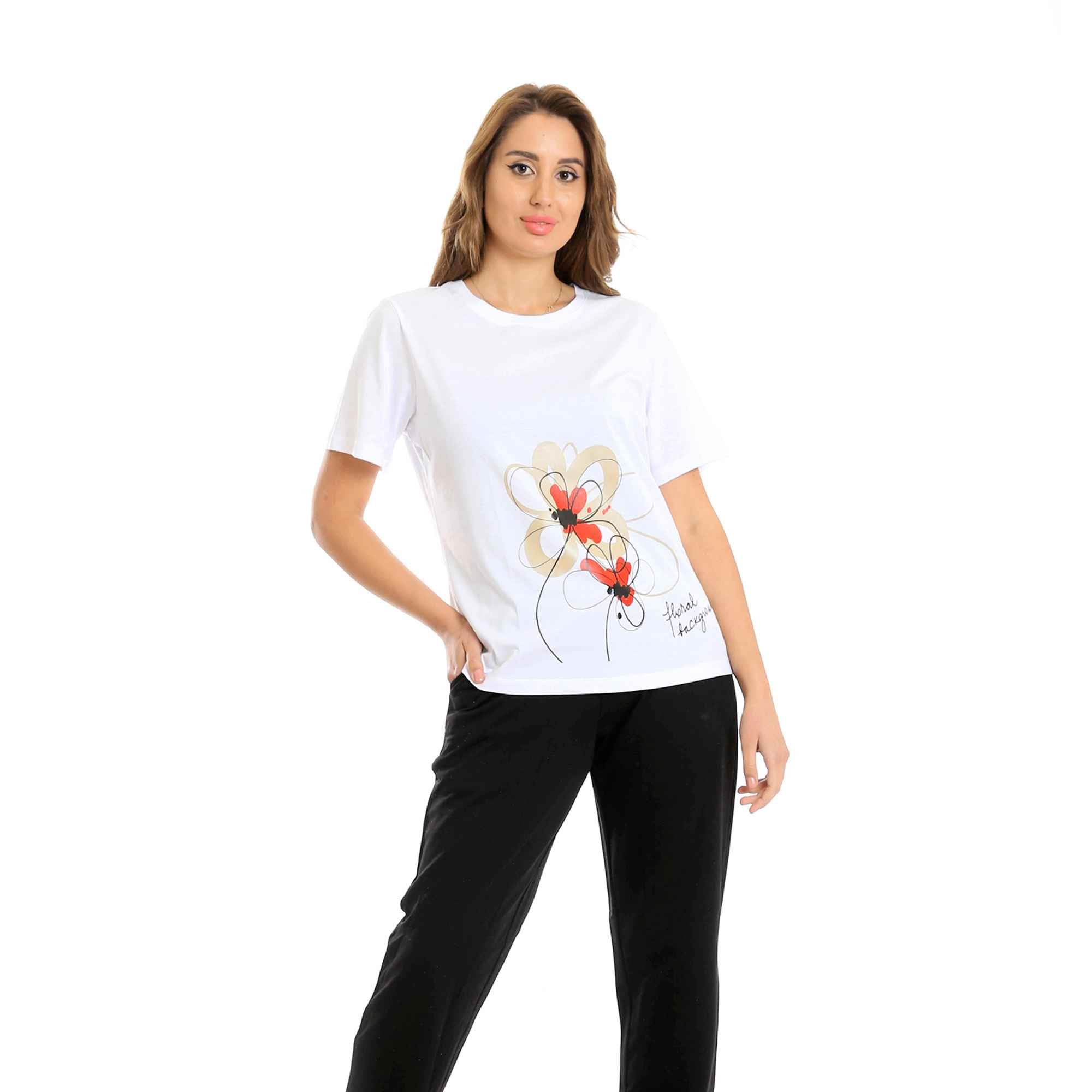 Red Cotton Comfortable and Stylish Activewear Pajamas for Women - White & Black
