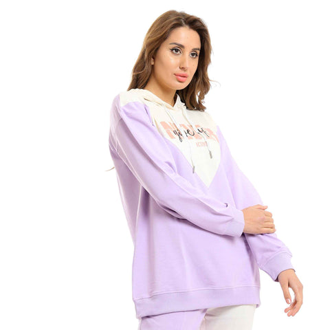 Zipped Neck Sweatshirt & Cotton Pants Pajama Set - Mauve