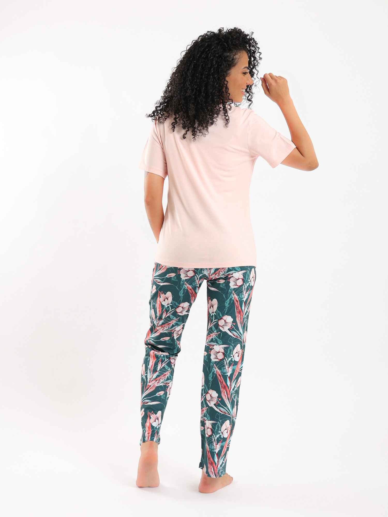 Red Cotton Women's Summer Pajama Set - Rose