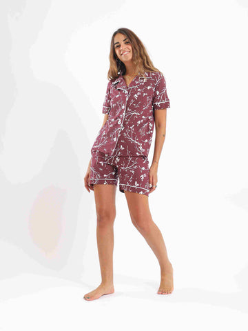 Red Cotton Women's Cotton Pajama Set - Relaxing Loungewear for a Good Night's Sleep