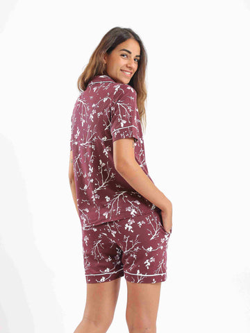 Red Cotton Women's Cotton Pajama Set - Relaxing Loungewear for a Good Night's Sleep