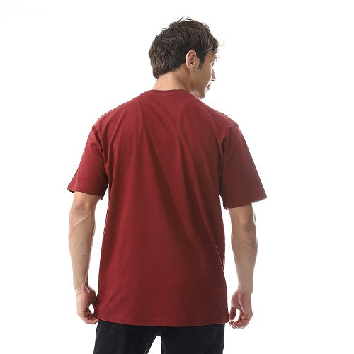 Men's Cotton T-Shirt - Casual and Comfortable -Dark red