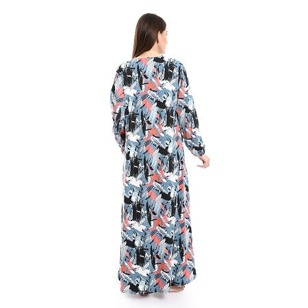 Women's Long-Sleeved Summer Comfort Dress-multicolor