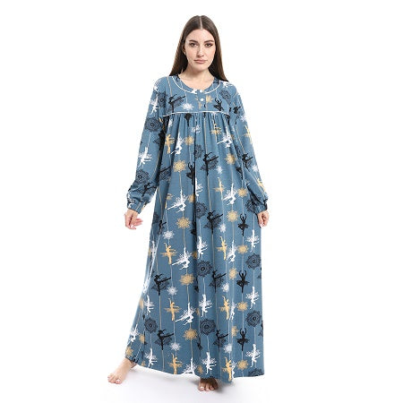 Women's Long-Sleeved Summer Comfort Dress-indigo