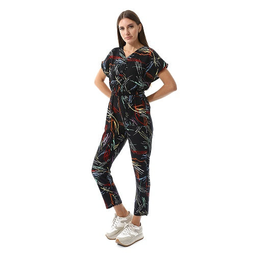 Women's Viscose Jumpsuit-BLACK