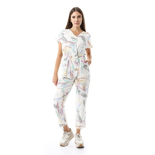 Women's Viscose Jumpsuit- White