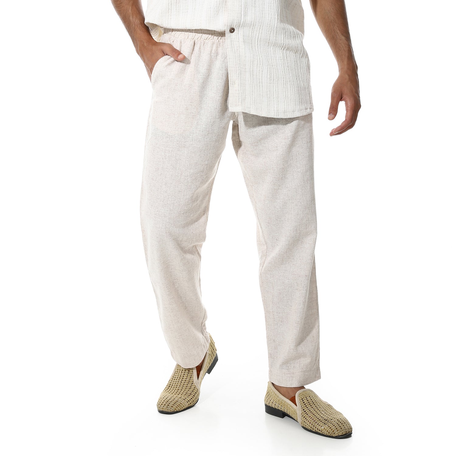 Men's Beige Linen Pants – Casual Summer Style