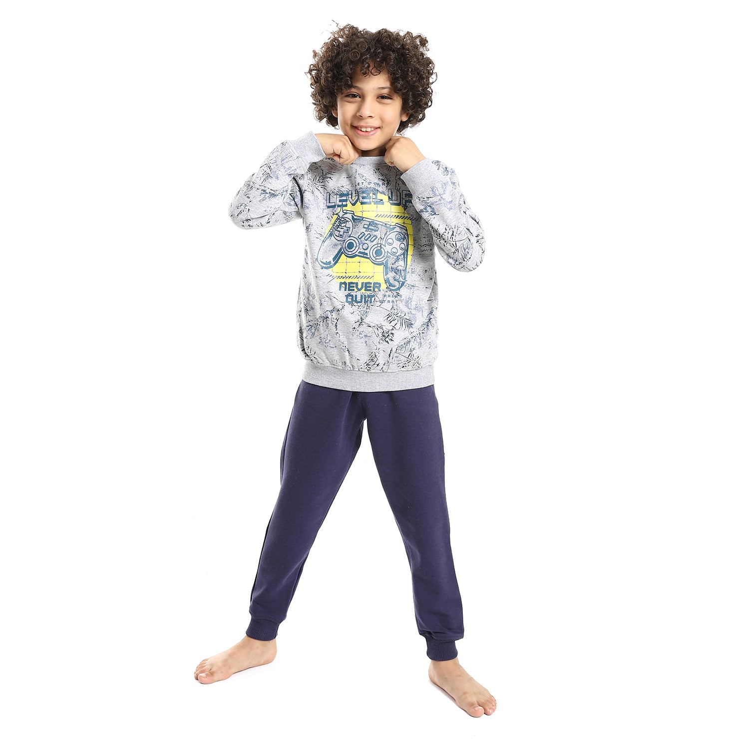 Boys' winter pajamas and sweatshirt printed - navy