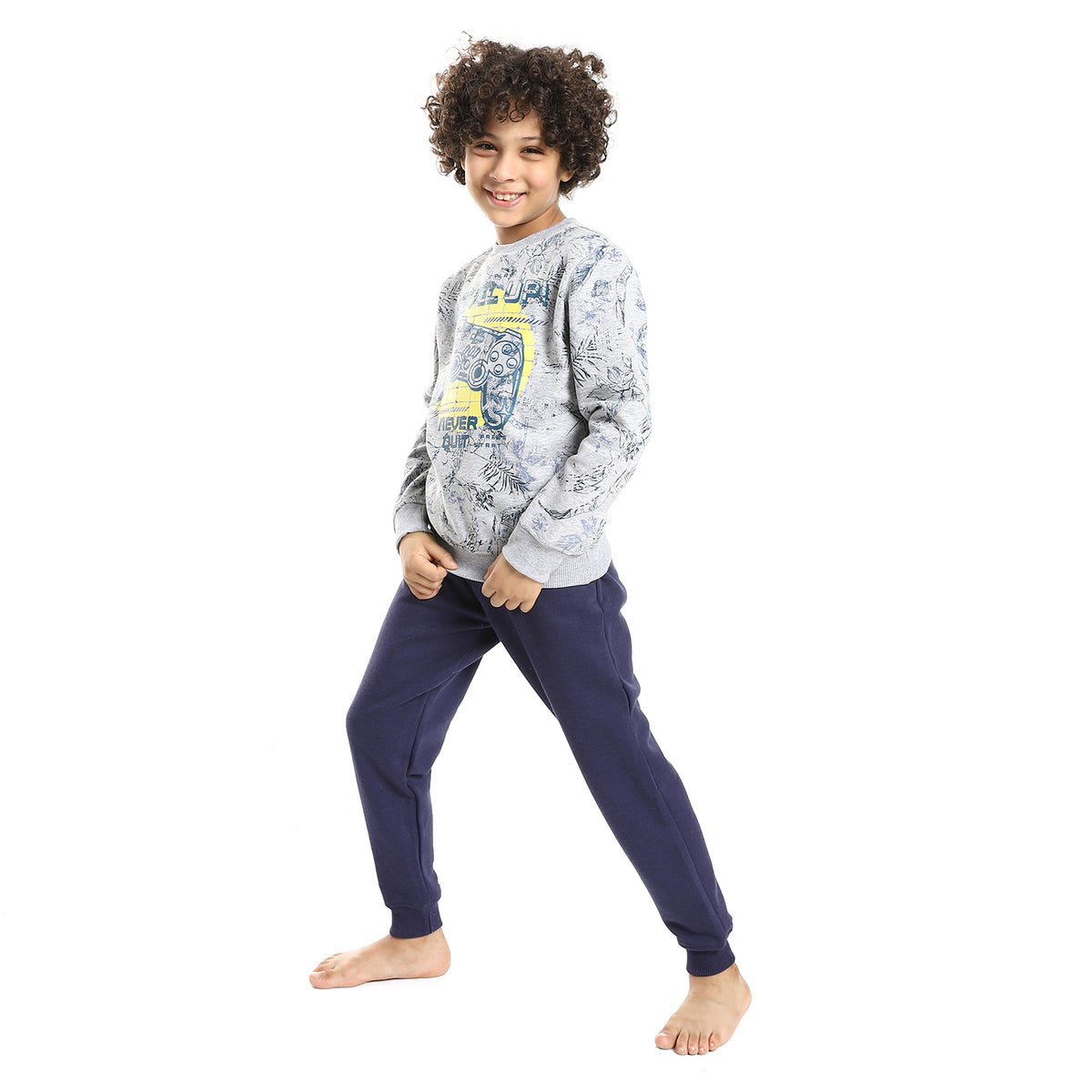 Cotton Boys Pajama Set With Embroidery