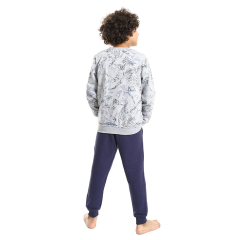 Boys' winter pajamas and sweatshirt printed - navy
