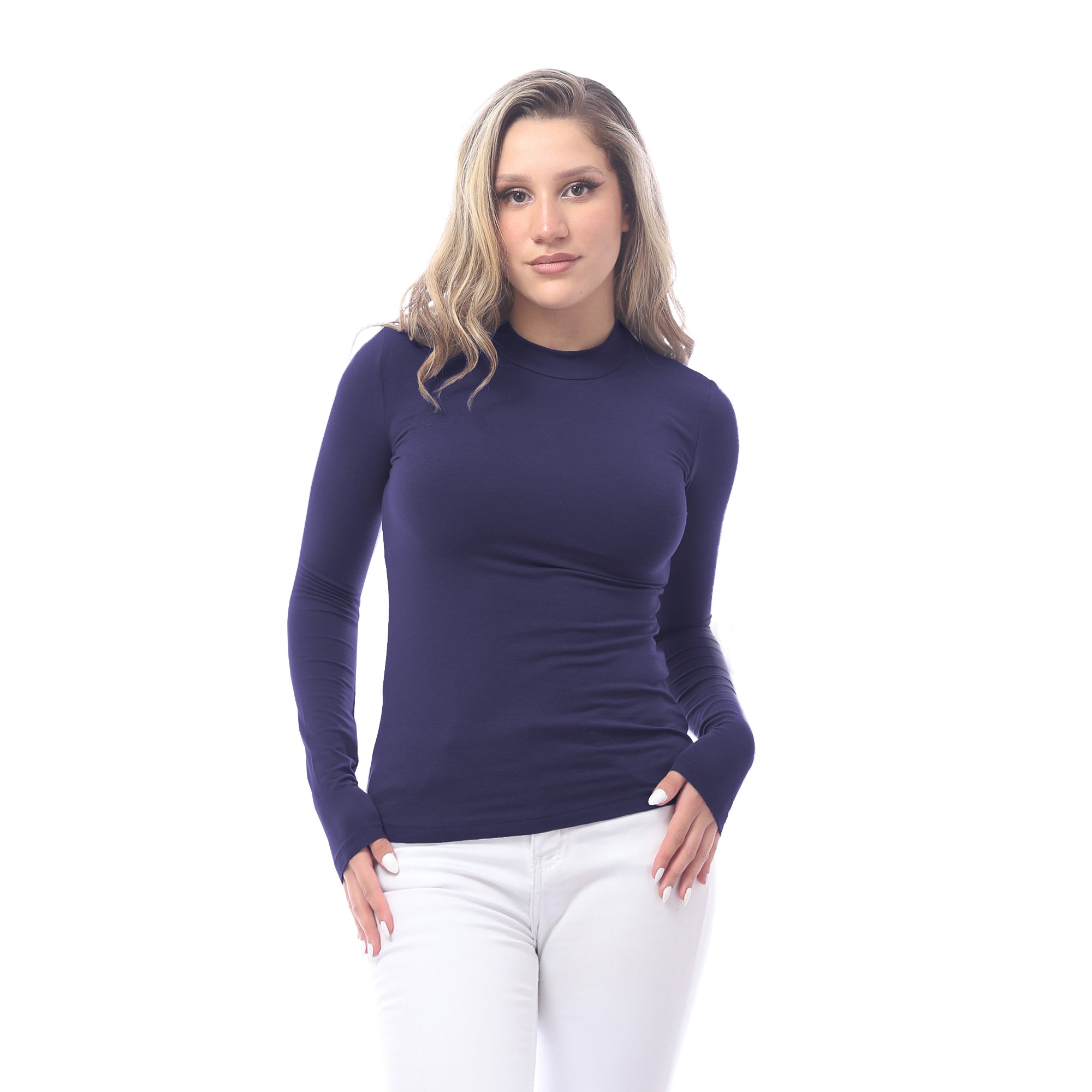 High Neck Long Sleeve T-Shirt For Women