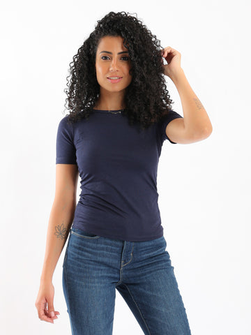 Women Basic shirt, short sleeve- Navy blue