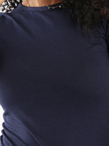 Women Basic shirt, short sleeve- Navy blue