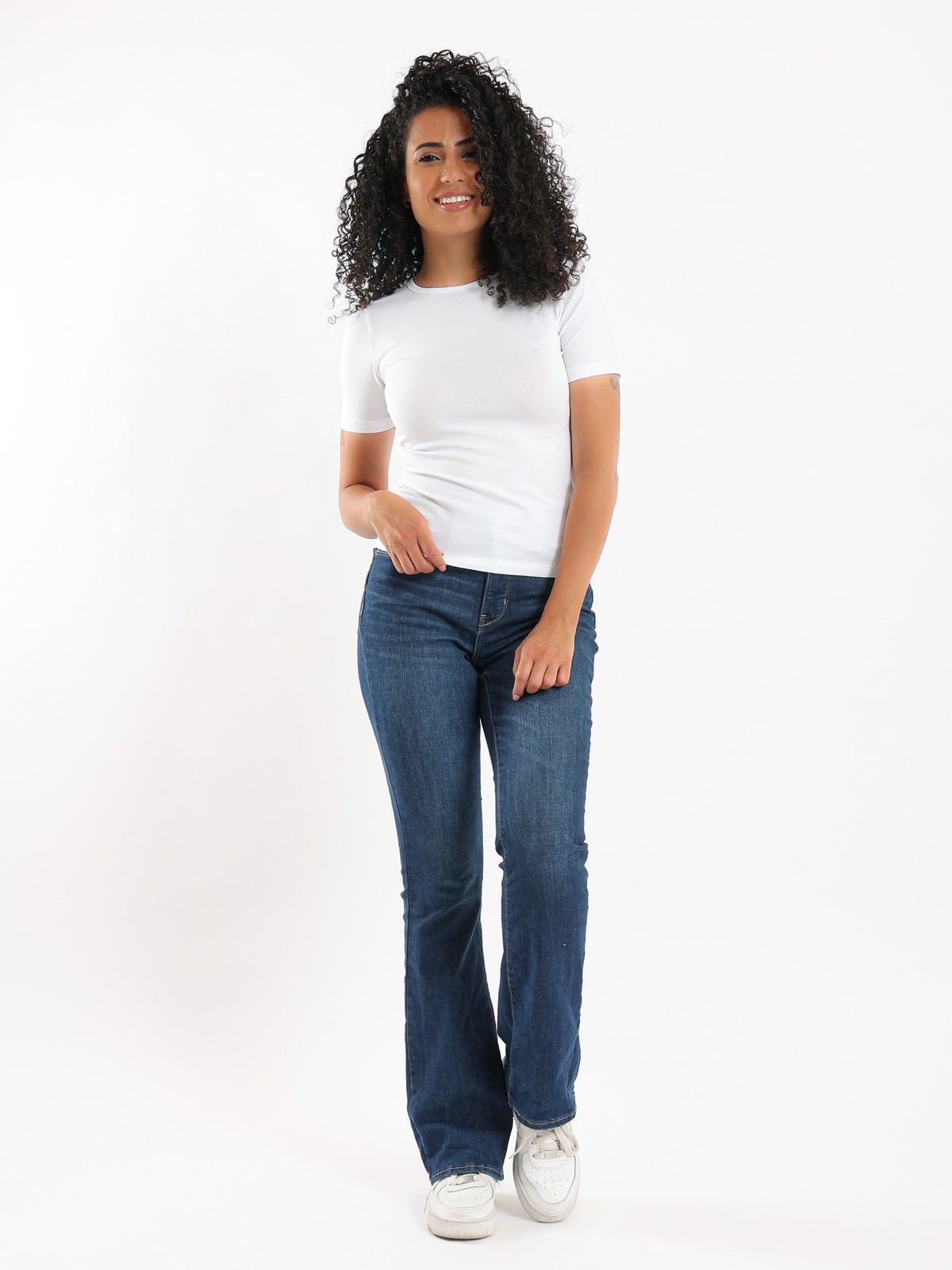 Women Basic shirt, short sleeve- White