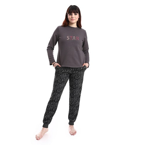 Women's Winter Pajama Set-BLACK