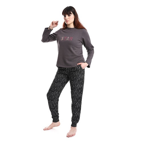 Women's Winter Pajama Set-BLACK