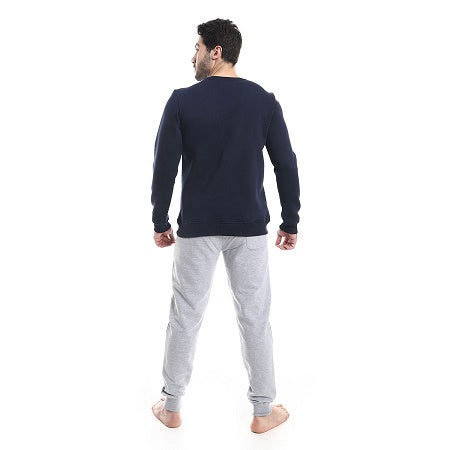 Men's winter crewneck pajamas-navy