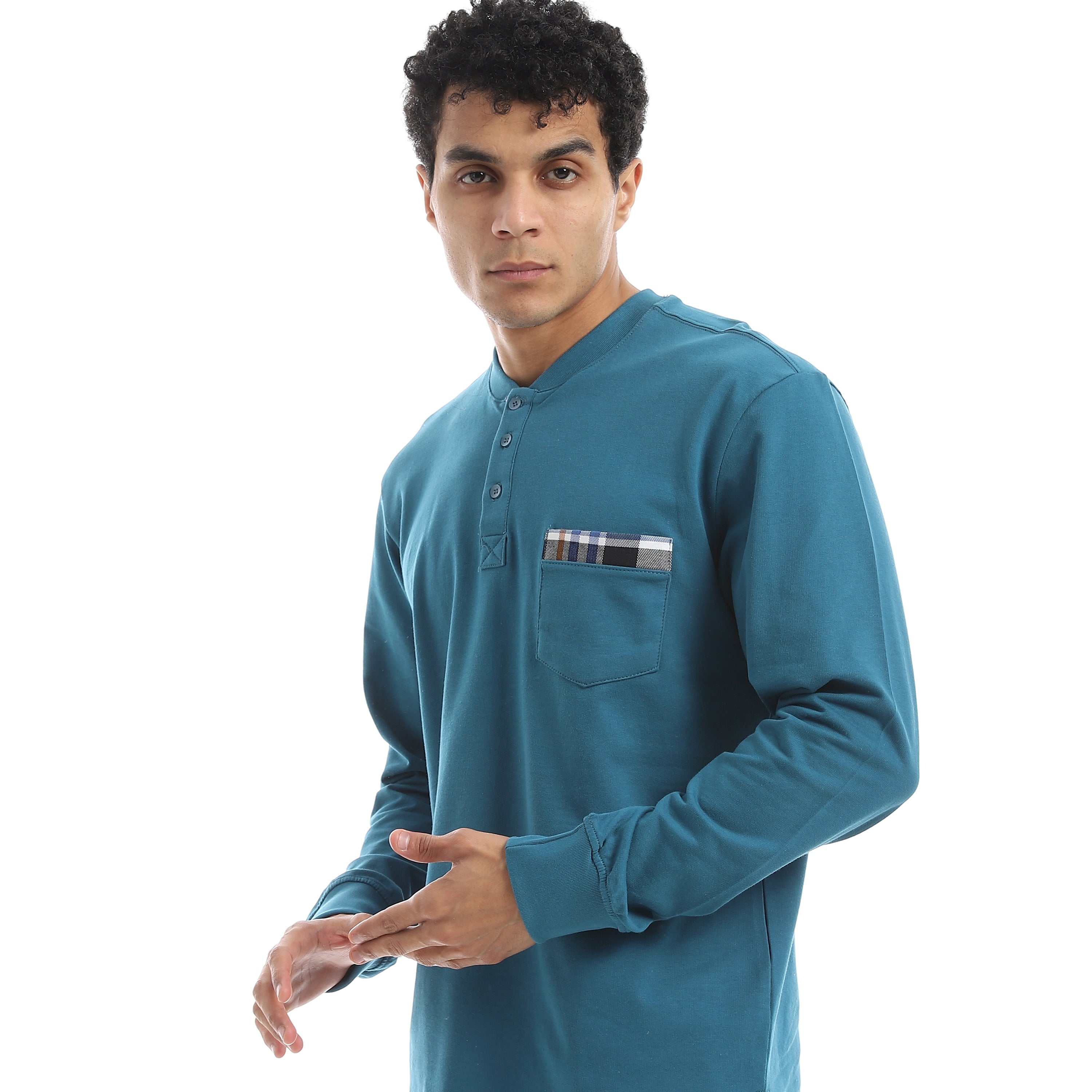 Classic Men’s Pajama Set – Long Sleeve Top & Check Pants