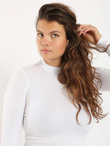 High neck long sleeve t-shirt for women, White