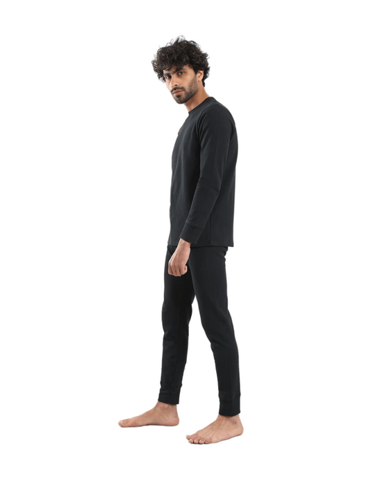 Red Cotton Cozy and Comfortable Thermal Set For men padded inside-Black